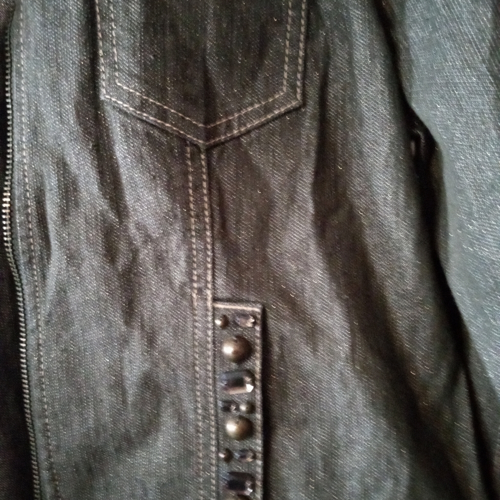 Ladies Rhinestone stretchy denim jacket - Picture 3 of 6